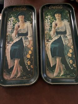 $50-Vintage Coca-Cola Tin Advertising Trays – Set of 2