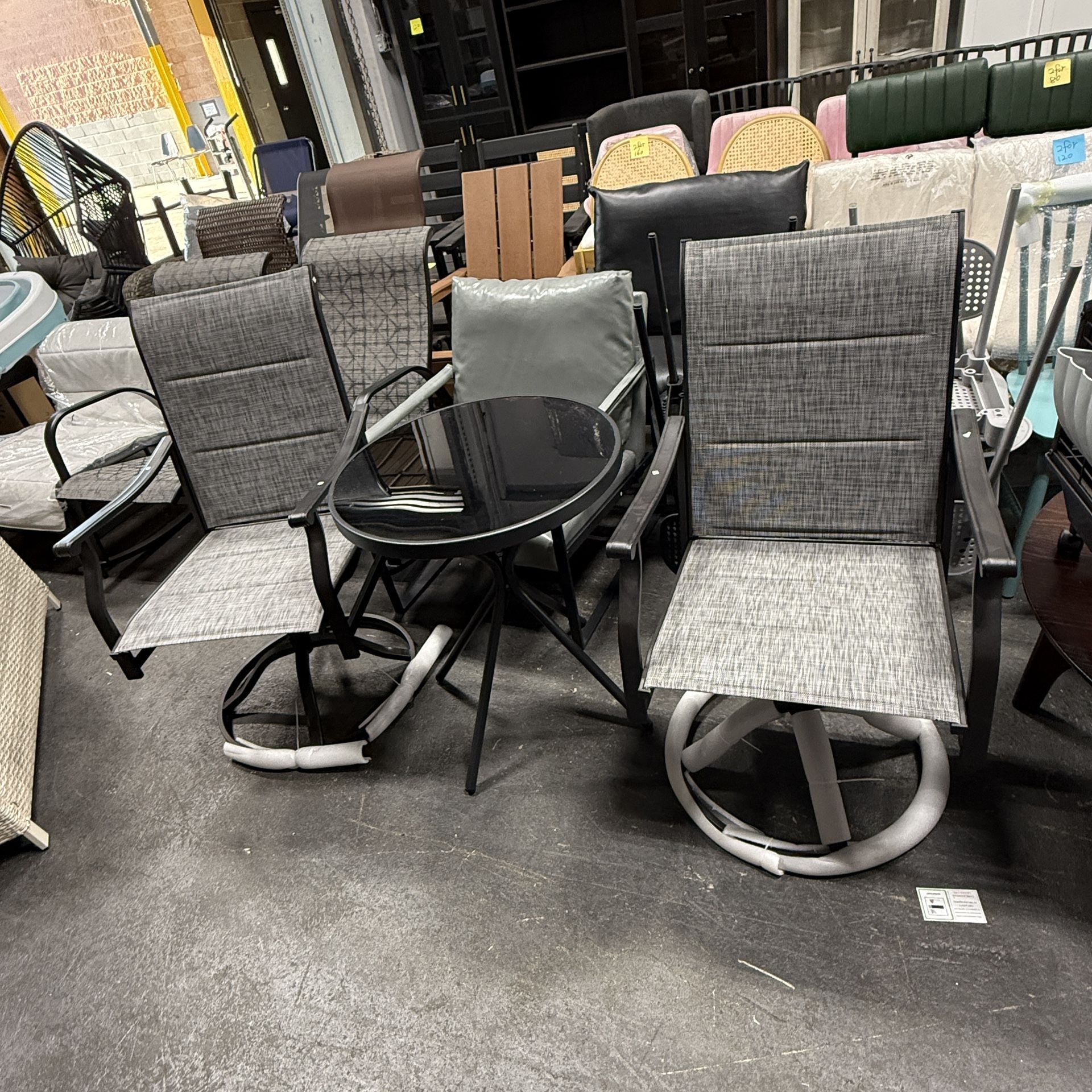 Soohow Patio Dining Chairs Set of 3, Swivel Outdoor Patio Chair with Paded Textilene Fabric, All Weather Outdoor Seats Ergonomic Comfort, Perfect Seat