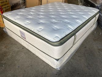 Queen Organic Elite Superior Hybrid Cool Gel Memory Foam Pillow Top 14inch Mattress!
