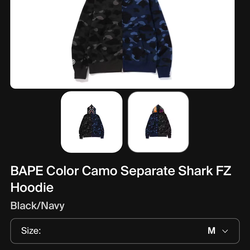 Medium Shark Bape Blue & Black seperated FZ Full-zip jacket
