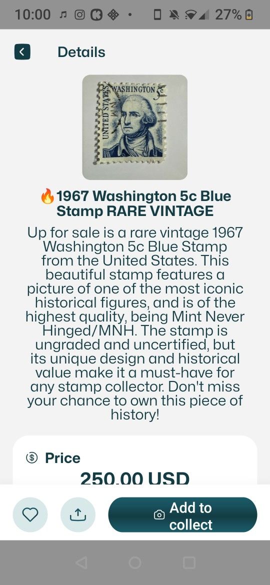 5 Cent George Washington Stamp
