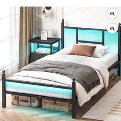 New In Box 📦 Twin Frame With Led And Charger . Mattress Not Included Cash Only 