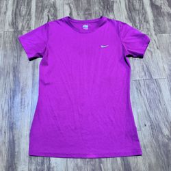 Nike Shirt Womens Adult Medium White Swoosh Logo Pink Shirt Athletic Casual Outd