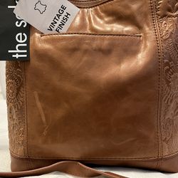 The Saks  Beige/Tan Leather Purse