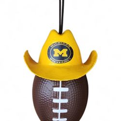Michigan Wolverines Mini Cowboy Rodeo Hat Rearview Mirror Car Hanging Decoration