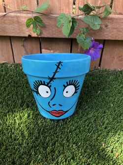 Nightmare Before Christmas Sally Hand Painted Terra Cotta Pot