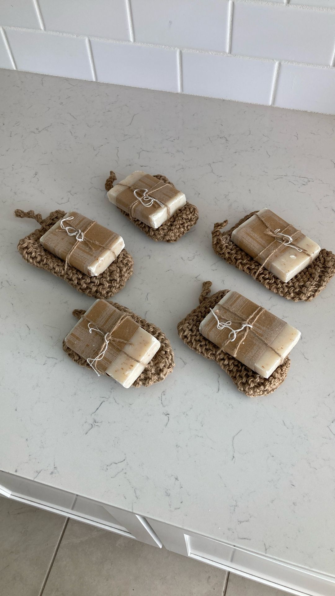 New Five Bars Of Homemade Soap With Scrubber