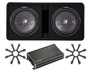 KICKER 48DCWR122 Dual 12" CompR Enclosure 46CXA12001 Amplifier Grills Kit Class D mono power,