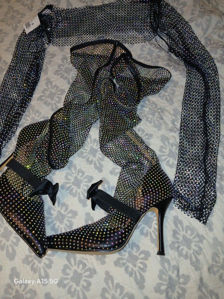 Rhinestone Boots And Crop Top