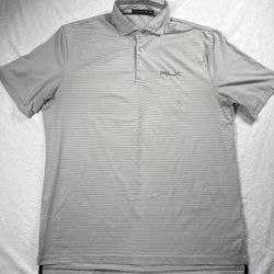 RLX Ralph Lauren Polo Shirt Mens Large Short Sleeve Striped Golf Poly Stretch