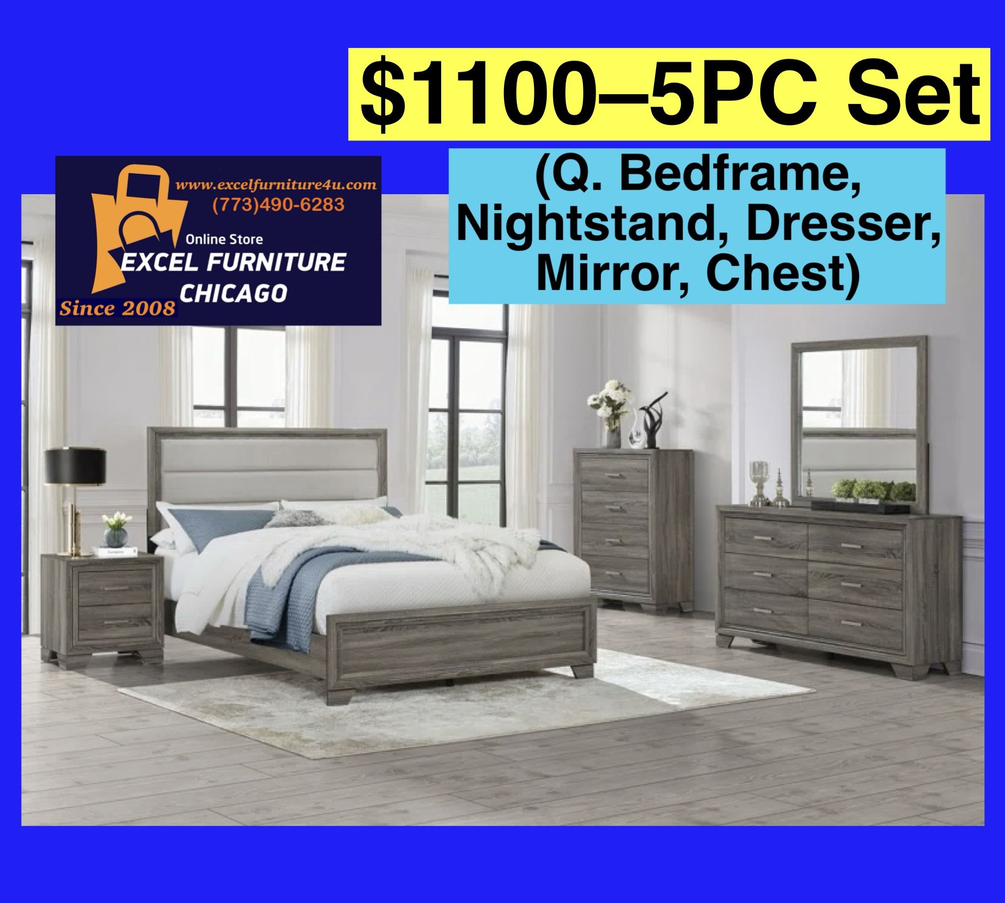 🌺 FREE DELIVERY 🌺Brand New 5PC Queen Size Bedroom Set 