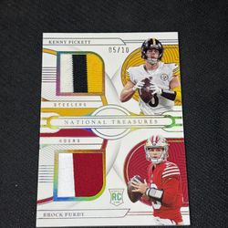 2022 National Treasures Brock Purdy Kenny Pickett Dual RC Patch /10