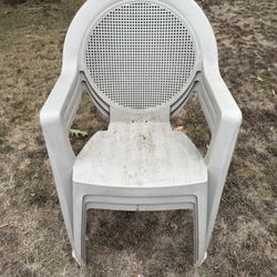 3 Plastic Gray/Tan Outdoor Chairs…