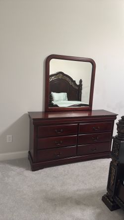 Cherry Wood Dresser with Mirror