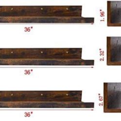 WILL GO FAST!! Set of 3 Floating Shelves for Wall - Brown, 36"