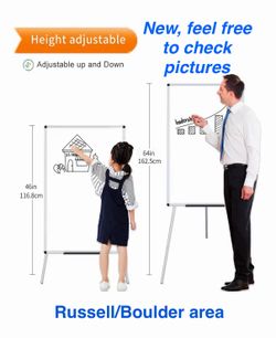 New VIZ-PRO Whiteboard Easel, 36 x 24 Inches, Portable Dry Erase Board Height Adjustable With Flipchart Pad. Russell/Boulder area