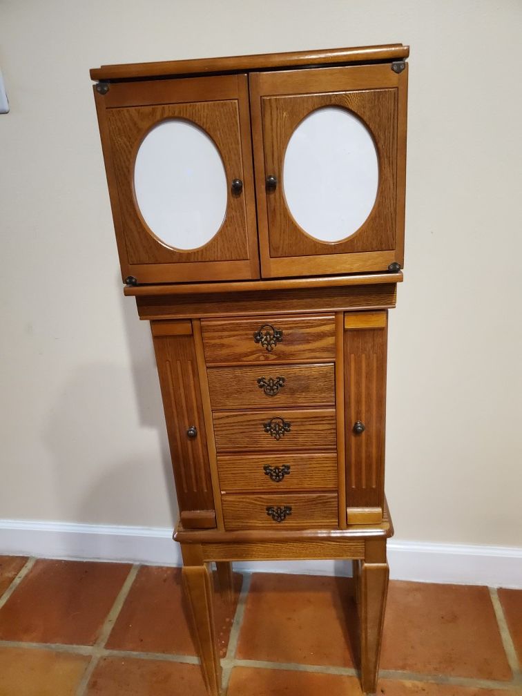 Antique Jewelry Armoire with Mirror