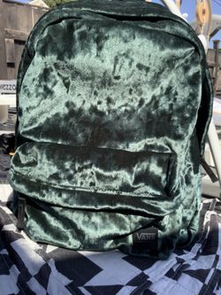 Vans Crushed Velvet Emerald Green School Backpack