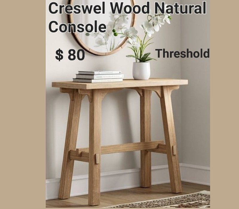 Brand New Creswel Wood Natural Console By Threshold 