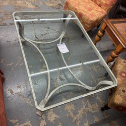Vintage Glass Top Coffee Table – Hollywood Regency Style