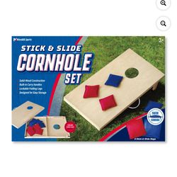 MinnARK Cornhole Game (Wooden Stick & Slide, 10 Pieces, 2 Boards, 8 Bean Bags) Ages 3+ New In Box
