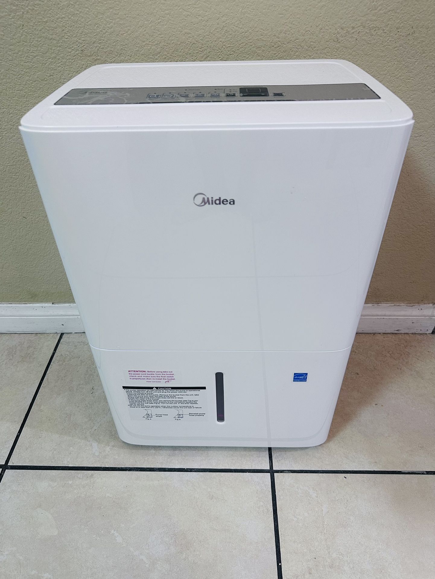Midea 4,500 Sq. Ft. Energy Star Certified Dehumidifier With Pump Included 50 Pint - Ideal For Basements, Large & Medium Sized Rooms, And Bathrooms (Wh