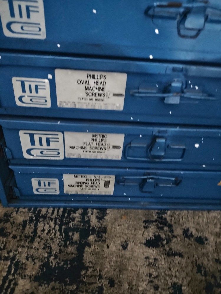 Screw Box Full Or Some Are Pretty Much Full Of Different Bolts Screws And Washers In Great Shape