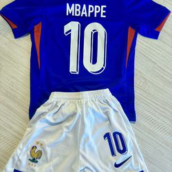 New 2024-25 Mbappe France National Team Jersey Kit For Kids (multiple Sizes Ages 5 To 13)