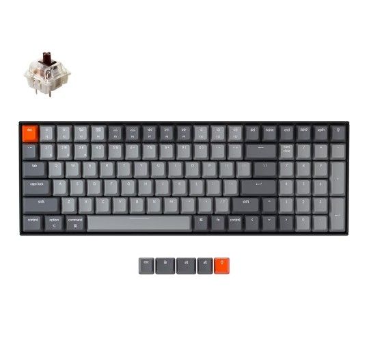 Keychron K4 96% Layout 100 Keys Wireless Bluetooth 5.1/Wired USB Mechanical Gaming Keyboard with Gateron G Pro Brown Switch White LED Backlight N-Key 