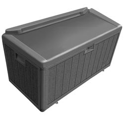 Hampton Bay 50 Gal. Brown Resin Wood Look Outdoor Storage Deck Box with Lockable Lid