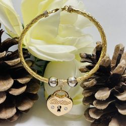 18k REAL PURE SOLID SAUDI GOLD TRICOLOR BANGLE BRACELET 14.4g 17" To 18" 