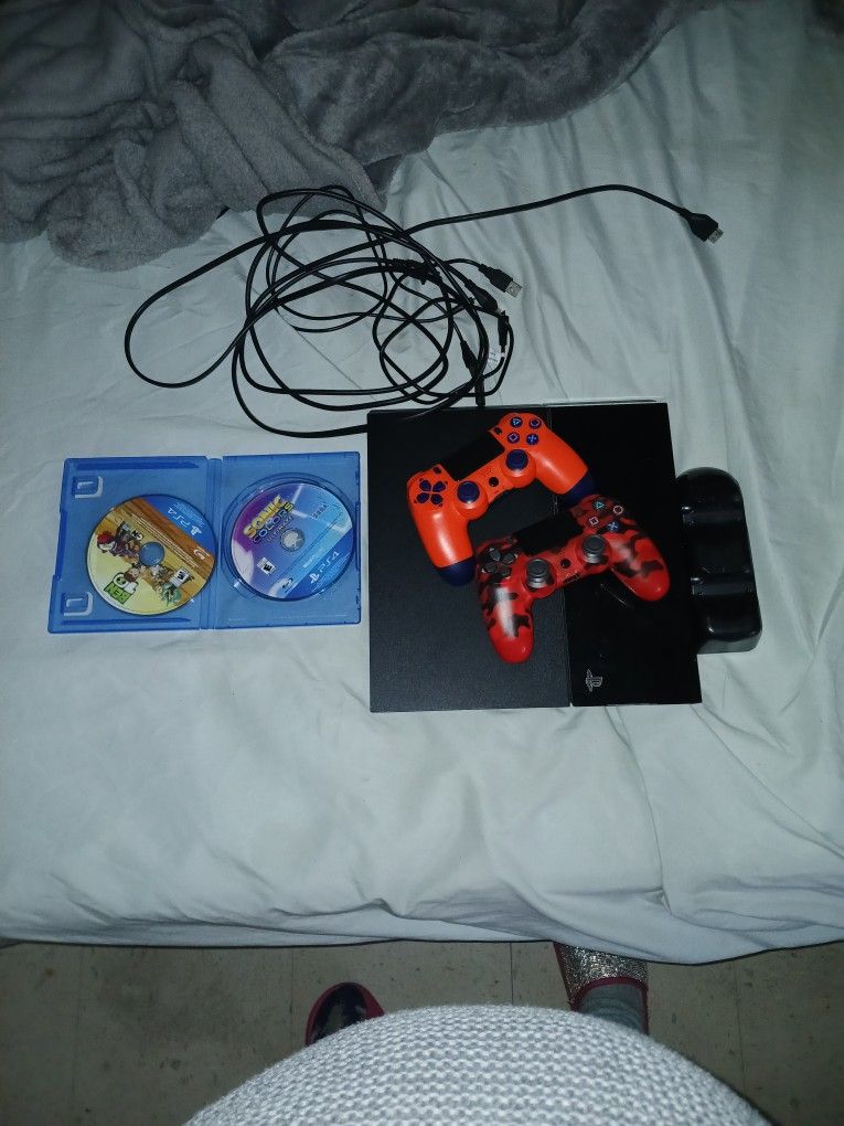 PS4 With 2 Controllers, 2 Games AN Other Acc.