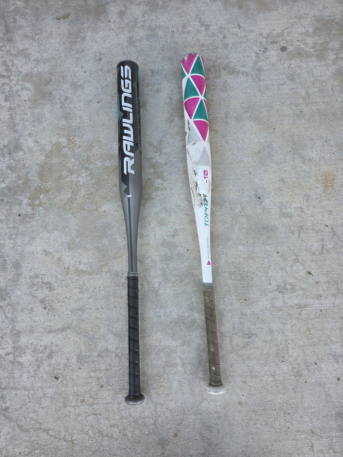 Easton Topaz and Rawlings Storm Fastpitch Softball Bats
