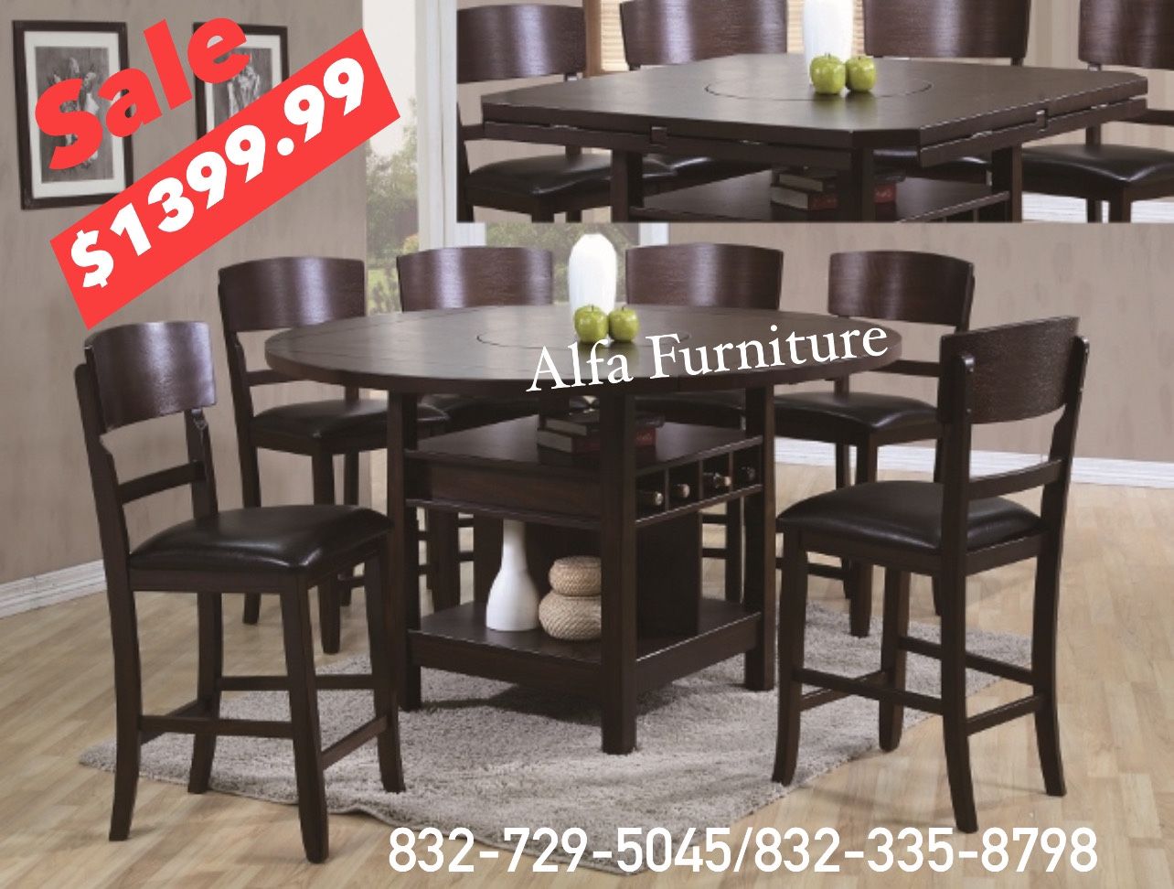 Counter Height Table +6 Chairs