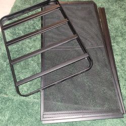 2 Tier Shoe Rack Black Metal Mesh