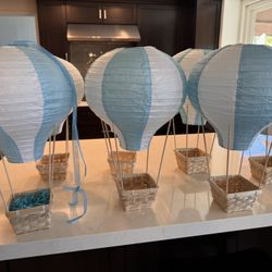 Blue Hot Air Balloons Decorations Baby Shower Table Centerpieces Paper Lantern 