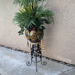 Plant Stand With Artificial Plant
