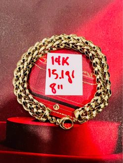 14K Solid Gold Italian Bracelet For Wedding 15.1Gr 8 Inches Long