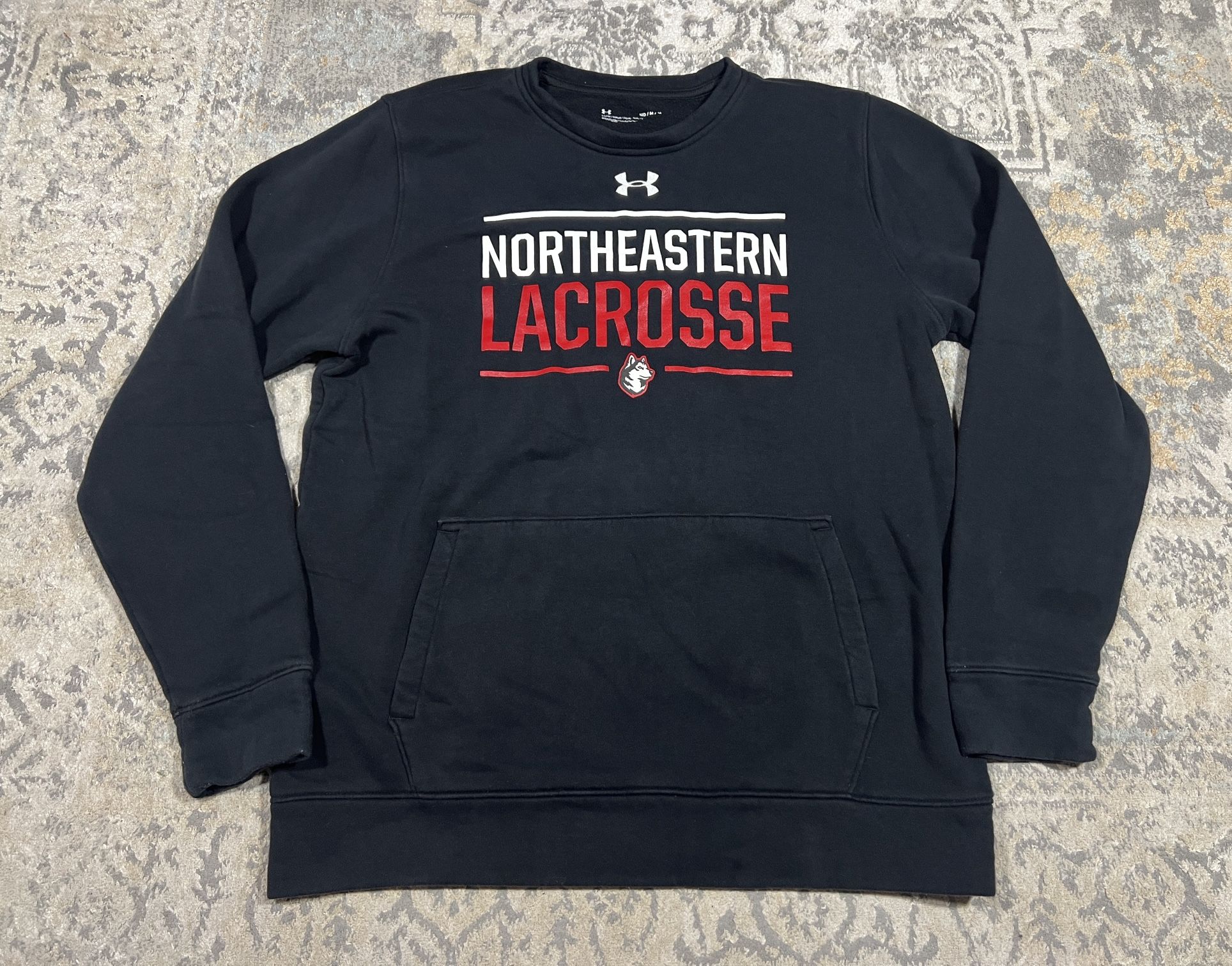 Under Armour Northeastern Huskies Lacrosse Sweatshirt Mens Size M Black Pockets