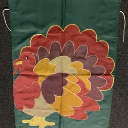 Large 28” x 40” thanksgiving embroidered turkey double sided garden