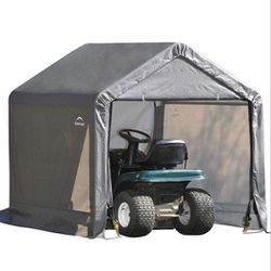 ShelterLogic 6' x 6' Shed-in-a-Box All Season Steel Metal Frame Peak Roof Outdoor Storage Shed with Waterproof Cover and Heavy Duty