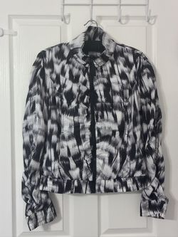 Calvin Klein Performance Printed Zip-Up Jacket, abstract print, athleisure, black & white