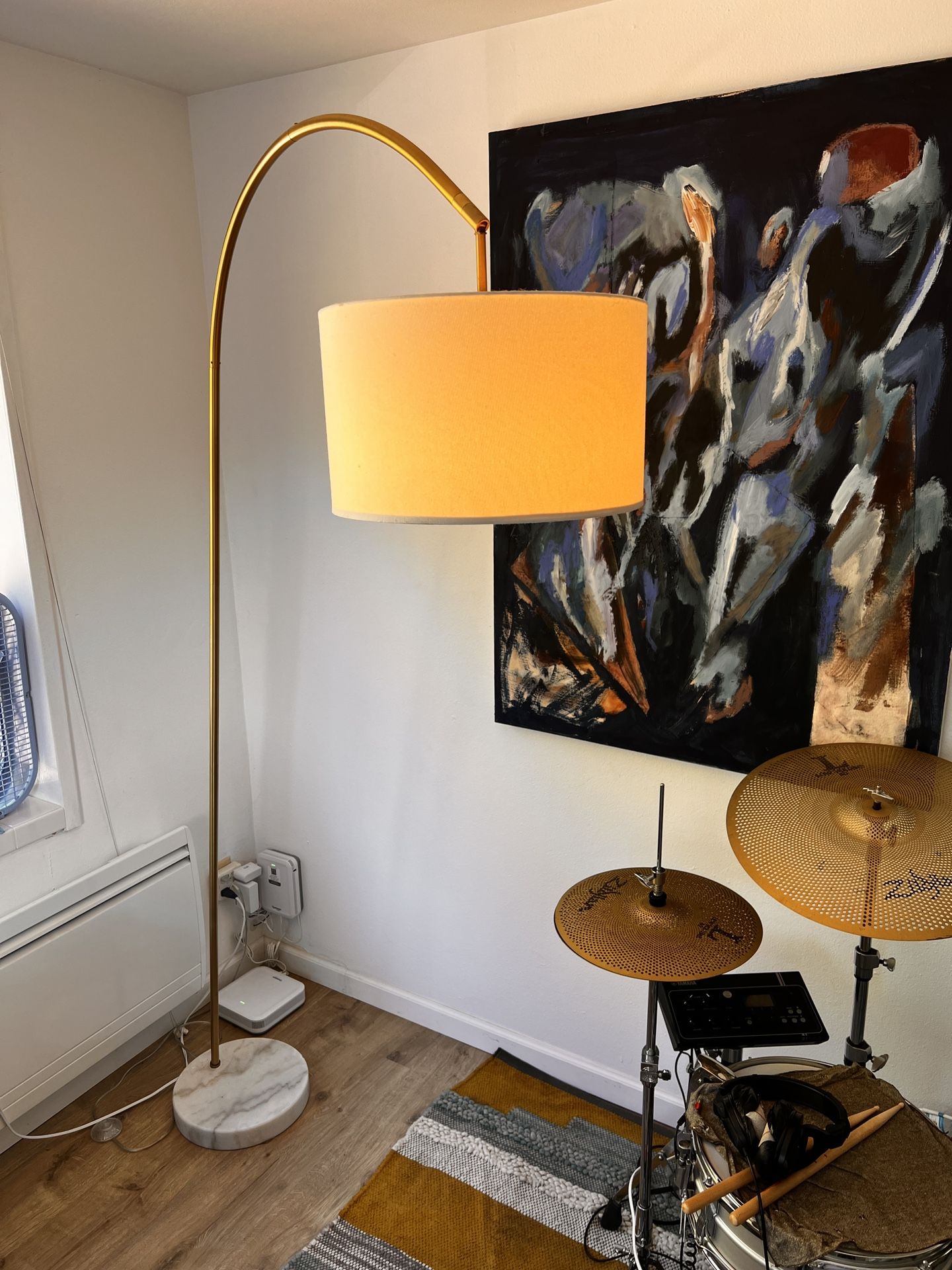 Brass Arc Lamp With Marble Base
