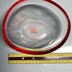 Red Rim Small Ellipse Bowl From Crate & Harrell. Made In Germany .