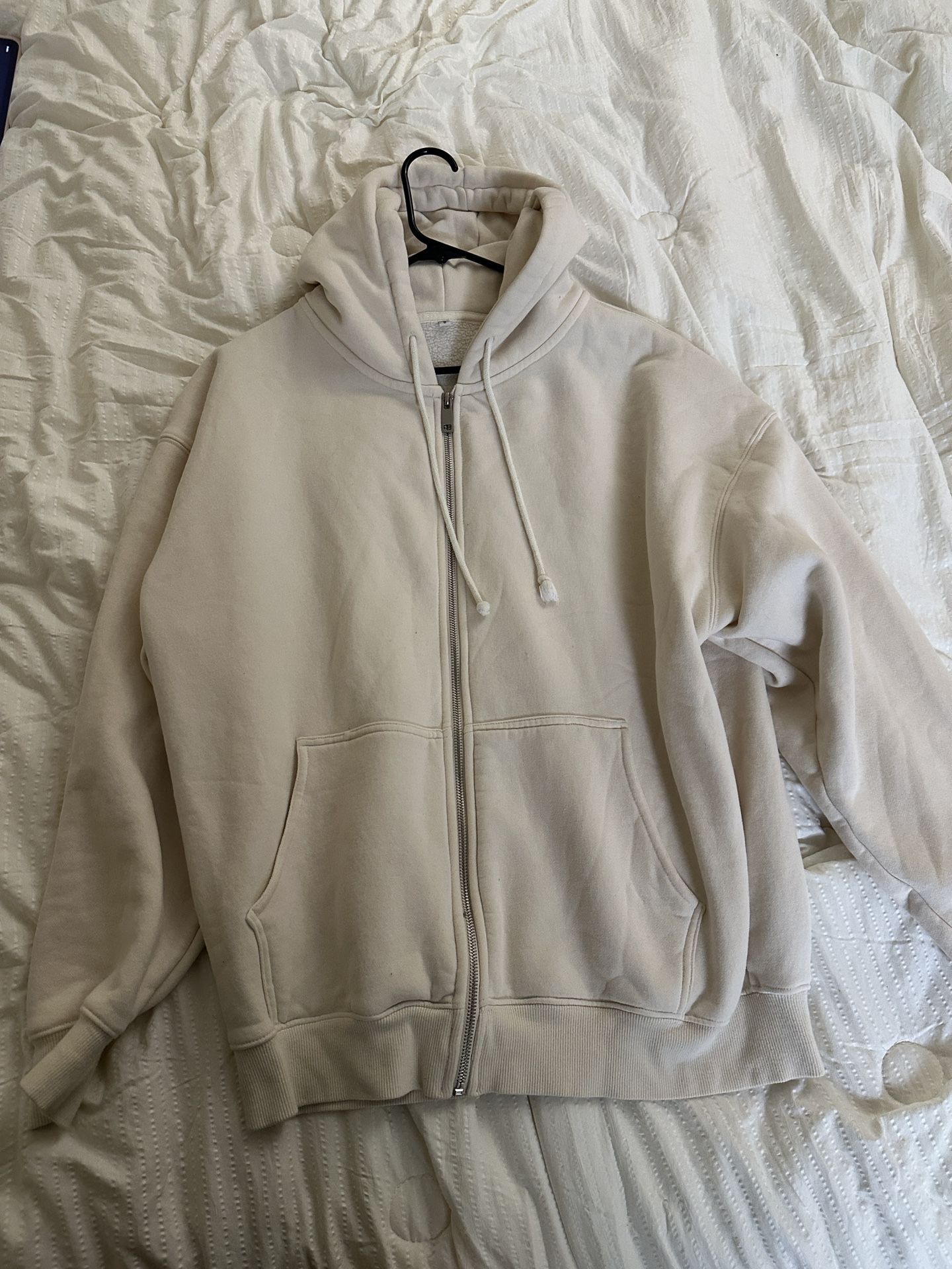 Cream Yellow Zip Up Hoodie 