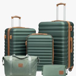 Coolife Suitcase  (Dark Green, 5 piece set)