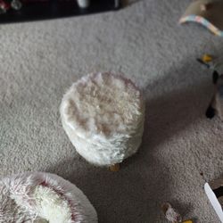 White Fuzzy Foot Stool