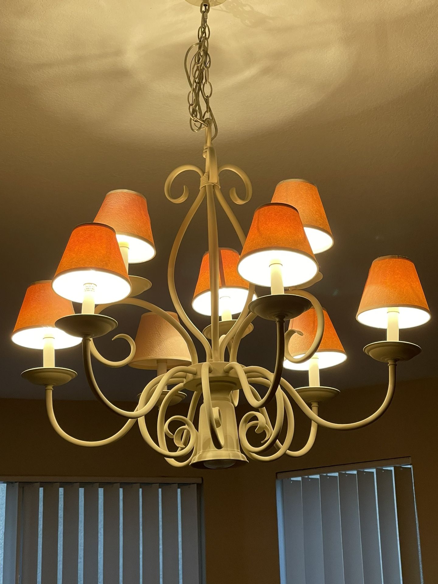 MCM Art Deco Wrought Iron 6 Arm Chandelier