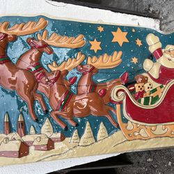 Vintage Santa Claus Wall Art Christmas Ornament Light