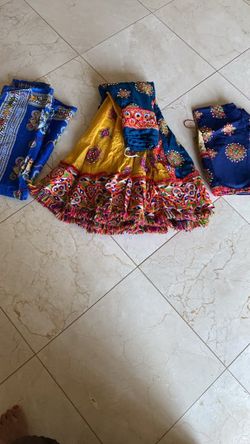 Traditional Navratri Chaniya Choli Set – Royal Blue & Yellow Garba Dress